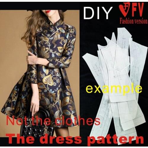Stand collar dress pattern cutting drawing clothing template BLQ-273