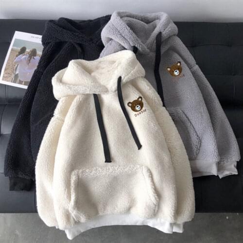 Lamb Wool Sweater Female Winter Student Korean Version Loose Plus Velvet Thick Coat Female Bottoming Shirt Top Clothes
