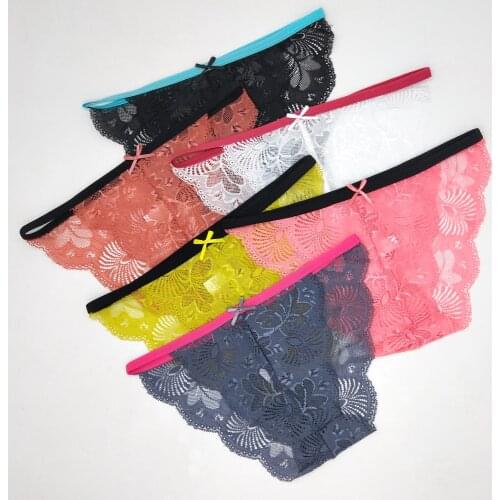 6 Pcs/Lot Panties for Woman Underwear Ladies Sexy Lace Breathable Soft Briefs Lingerie Female See Through Pantys Underpants M-XL