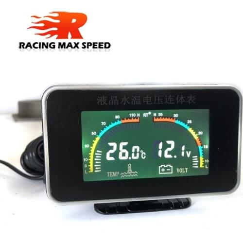 Universal Car 2 in 1 LCD Digital Display Voltmeter Gauge & Water Temp Temperature gauge