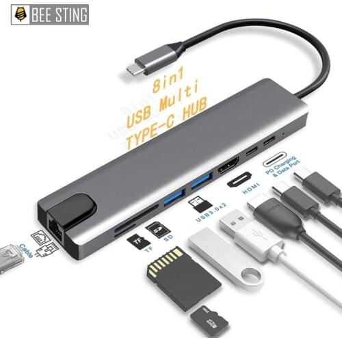 USB 3.1 Splitter USB-C Air MacBook Pro Power Supply Accessories USB C Hub Type C to HDMI 4K PD 5A 87W Docking Station Rj45 Lan