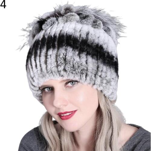 Womens Hats Winter Faux Fur Thickened Hat Outdoor Cold-proof Warm Knitting Beanie Ladies Girls Thicken Ear Protector 8 Colors