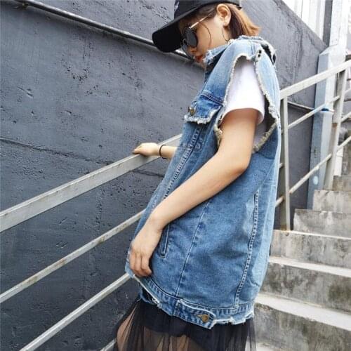 2020 Spring and Summer New Korean Coat Vintage Wild BF Harajuku Style Sleeveless Waistcoat Loose Denim Vest Jacket Women KN036