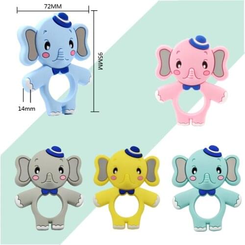 1PC Silicone Baby Teether Elephant Bpa Free Infant Pendant Necklace Food Grade Jewelry Teething Chew Toy Pacifier Clip Animal