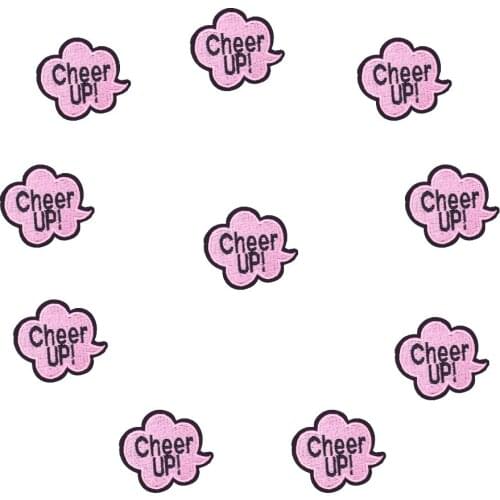10PCS Stripe Embroidered Cheer UP Patch for Accessories Applique Stitchwork Clothing Patches for Decoration Sewing Patch Craft