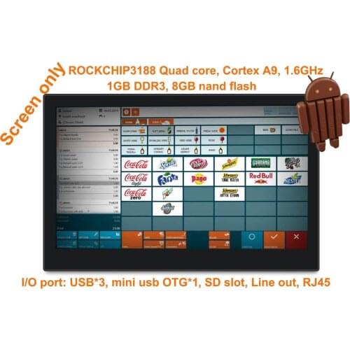 14 inch touch cloud pos screen (Android 4.4 Kitkat, 1920*1080, Rockchip3188 Quad core, 1GB DDR3, 8GB nand, RJ45, USB*3,mini usb)