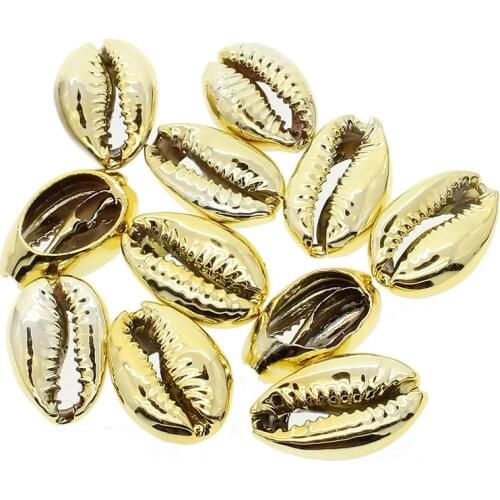 20pcs 12-17mm Mix Plated Color Conch shell beads Tribal Jewelry Craft Accessories without Holes DIY Cowrie Oval Shape