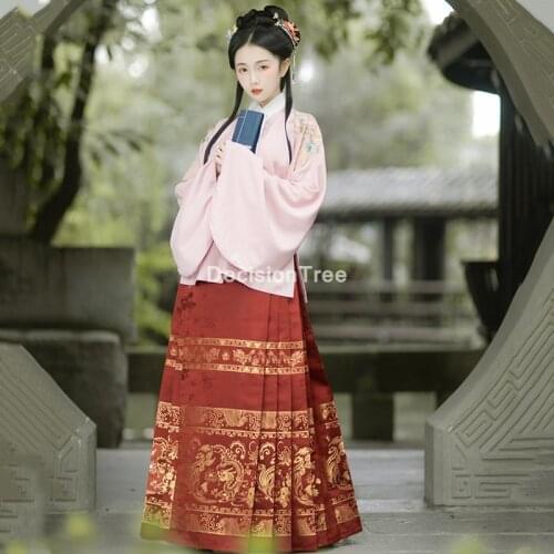 2021 chinese festival year costumes clothes woman stage wear folk dance hanfu traditional folk dance clothes oriental costume