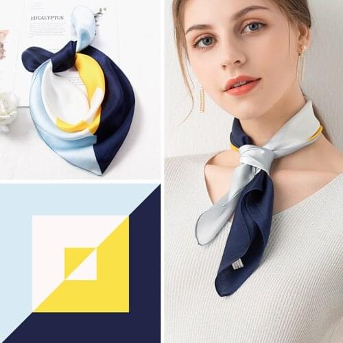 2021 Hangzhou Silk Square Scarf Bag Bandana 53*53cm 100% Real Silk Neckerchief Wraps for Ladies 12m/m Silk Neck Scarf Kerchief