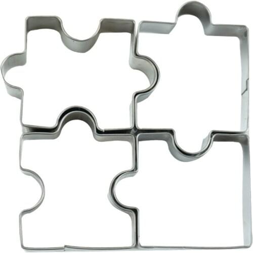 4 Pcs Puzzle Shape Stainless Steel Cookie Cutter Set DIY Biscuit Tools Dessert Bakeware