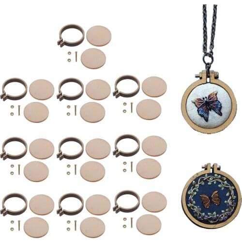 40pcs Lovely Small Ring Embroidery Hoops Mini Wooden Cross Stitch Hoop Mini Round Wood Hoops for Frame Craft and Hanging