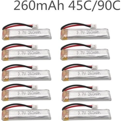 5 / 10PCS 3.7V 260mAh 45C/90C 1S Lipo Battery Rechargeable PH2.0 Plug Connector for Eachine US65 UK65 QX65 For URUAV UR65
