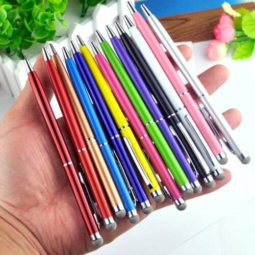 5Pcs 2 In 1 Capacitive Touch Screen Microfiber Stylus Metal Roller Writing Ballpoint Pen Gift For iPad iPhone 13 Colors