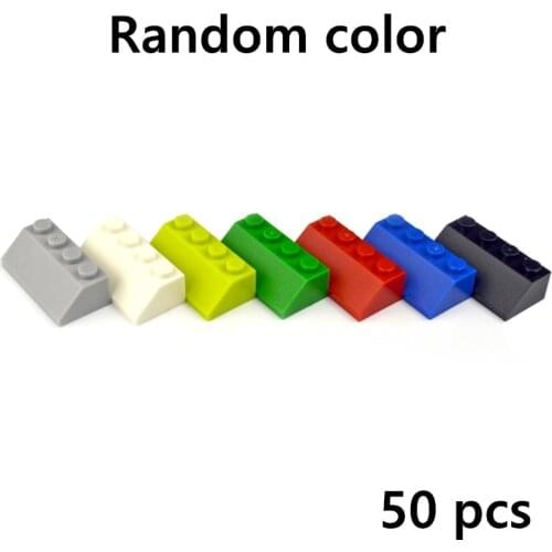 50pcs Slope Thick Bricks 1*4 Dot DIY Sloping Building Blocks multiple colors Beveled classic parts Compatible all brands