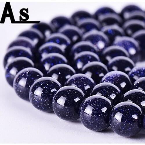 Asingeloo Wholesale Blue Sand Bead Sunstone Loose Beads For Jewelry Making DIY