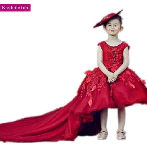 Free shipping Long Trailing Pageant dresses for girls Girls party dresses 2019
