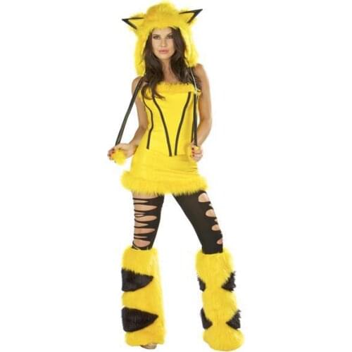 Free Shipping Tempting Extremely Popular Halloween Furry Animal Costumes 3S1130 Sexy Mouse Costume Sexy Yellow Pikachu Costumes