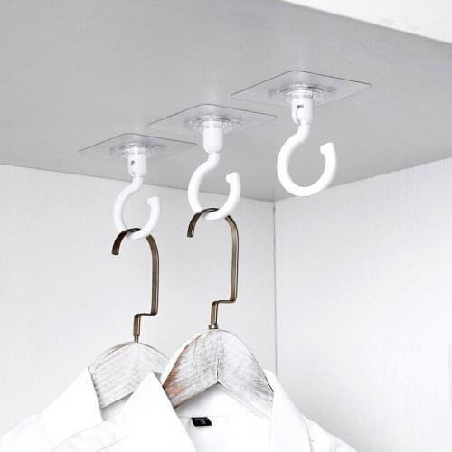 Seamless wall hook hanger strong rotating transparent hook suction cup wall-mounted kitchen bathroom rack