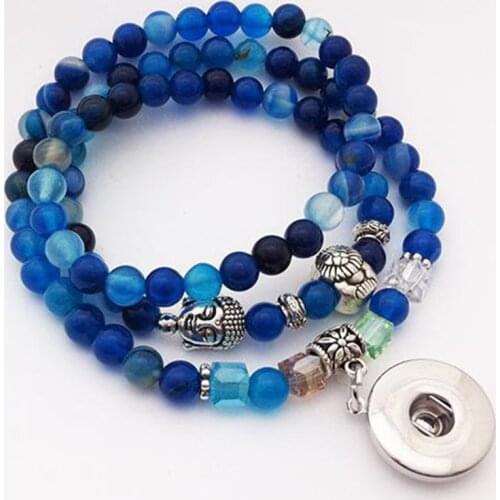 Natural Stone 18mm snap button bracelet Adjustable handmade bracelet Can be used as necklace C024