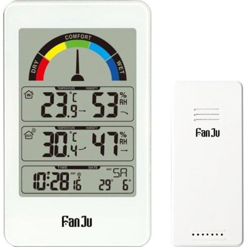 Digital Thermometer Hygrometer Weather Station Wall Clock Wireless Sensor Alarm A2UD