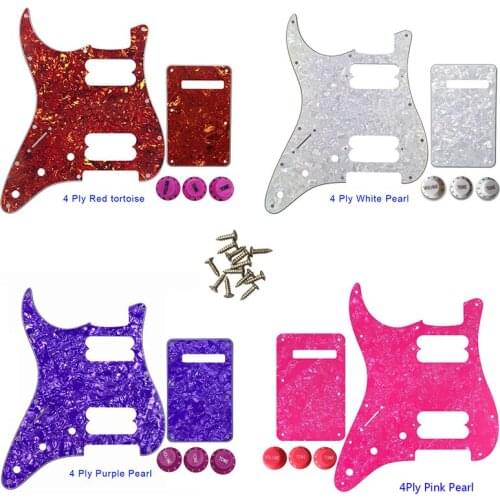 Guitar Parts - For US Left Handed 11 Screw Hole Standard Strat HH Player Humbucker Guitar Pickguard & Back Plate & Control Knob