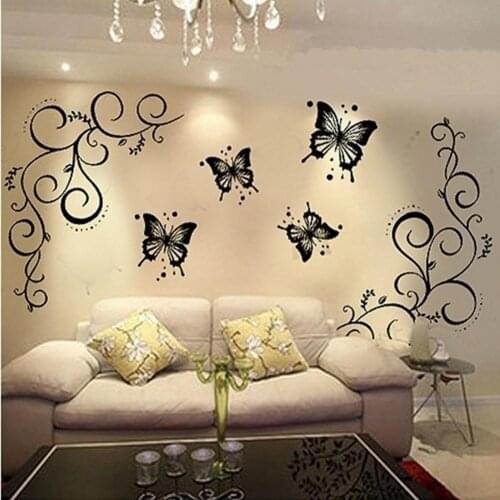 DIY Removable Butterflies Vines Pattern Art Wall Sticker For Home Living Decoration Wall Decals