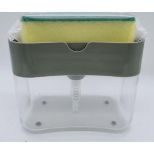 Soap Pump Dispenser with Sponge Holder Cleaning Liquid Dispenser Container Press