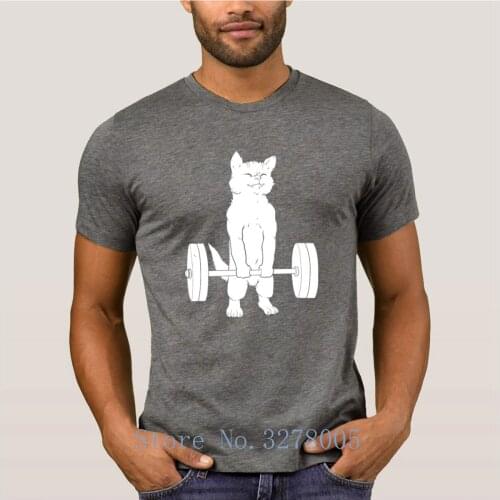 Brand La Maxpa 2018 Letters T Shirt Men Powerlifting Cat Deadlift Classic T-Shirt Man Summer Style Round Neck Clothing Regular