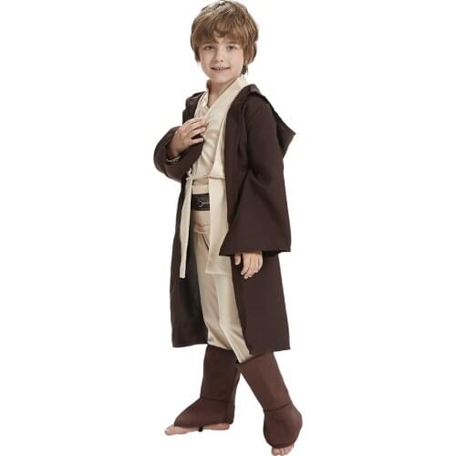Obi Wan Kenobi Costume Deluxe Jedi Robe Warrior Costume Halloween Carnival Cosplay costume For Child Full Sets