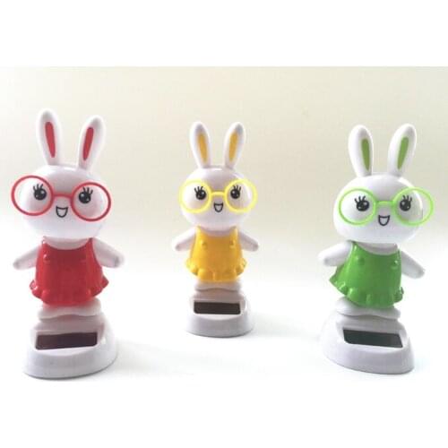 Rabbit ornaments solar ornament Car Interior Sun Shaking Head Cartoon Animals Twisted Cute Rabbit Ornaments Solar Unisex