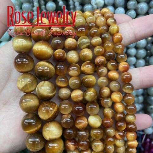 Natural Stone Orange Tiger Eye Round Loose Spacers Beads For Jewelry Making 6 8 10 12 14mm DIY Bracelet Accessories 15'' Strands