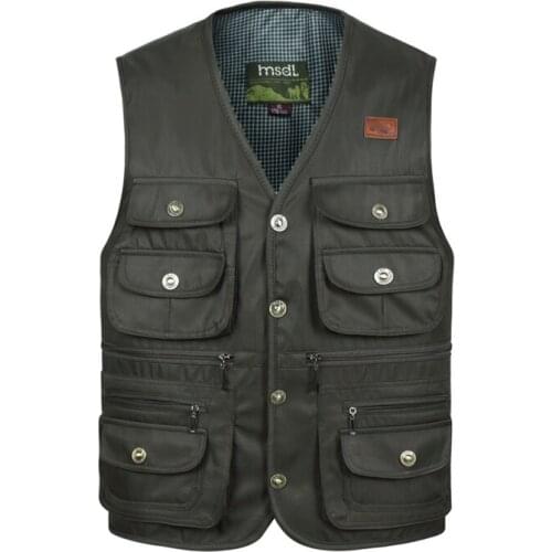 Summer Casual Cargo Overalls Jacket Men Big Size Comfortable Coat Vest Masculino Fashion Multi-Pocket Reporter Waistcoat Homme