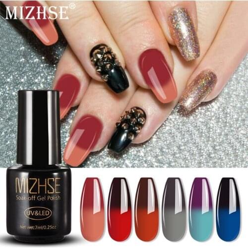 MIZHSE 7ML Color Temperature Changing UV Gel Polish Thermal Nail Gel Soak Off Nail Art Gel Polish Varnish Long Lasting Nail Art