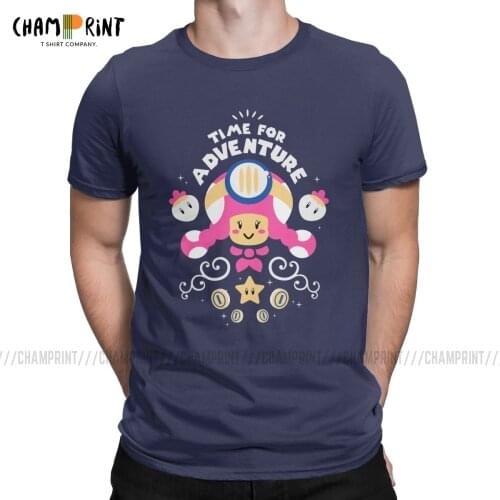Toadette T-Shirts Men Adventure Time Cartoon Vintage 100% Cotton Tee Shirt Crewneck Short Sleeve T Shirts Plus Size Clothes
