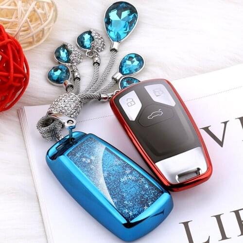 Quicksand Soft TPU Car Key Cover Case For Audi A4 New A4L A5 A6L QT S5 S7 Q7 TTS Auto Protection Key Shell Accessories