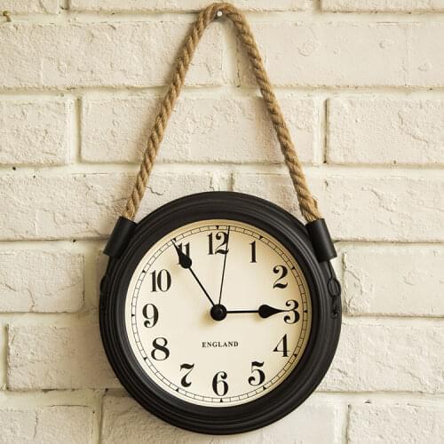 Retro Rustic Wall Clock Metal Vintage Silent Living Room Green Wall Watches Striped Kitchen Relojes De Pared Home Decor ZB5WC