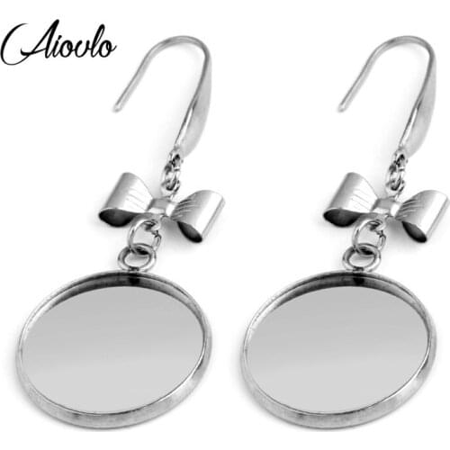 10pcs/lot Stainless Steel Earring Settings Cabochon Base Blank Fit 6/8/10/12/14/16/18/20mm Cabochon Cameo DIY Jewelry Making