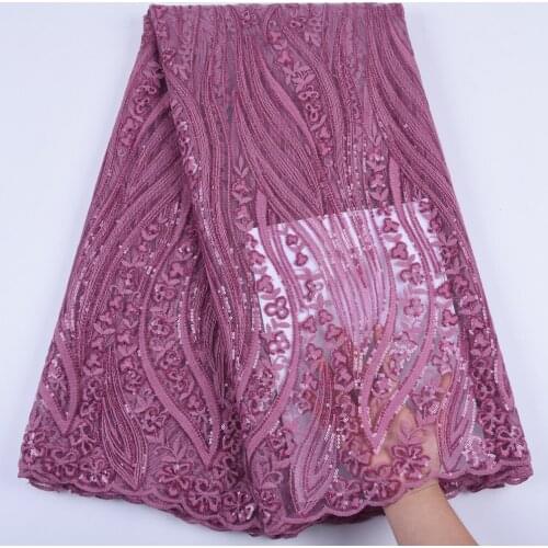 New 2019 High Quality Lace African Milk Silk Lace Fabric With Sequins French Tulle Lace Fabric For Nigerian Wedding Dress 1686