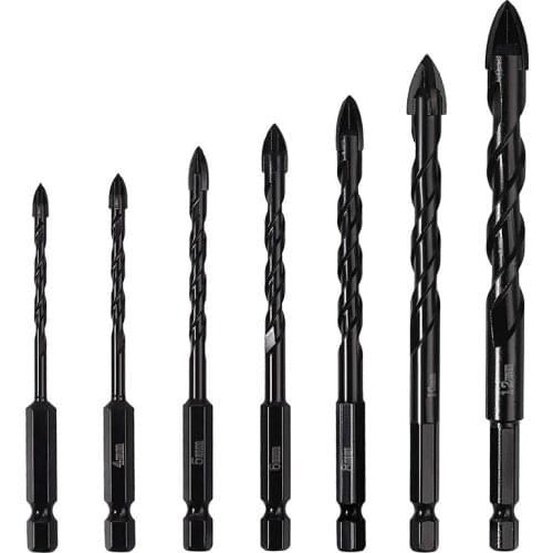 New 7Pcs Masonry Drill Bits Concrete Drill Bit Set Tungsten Carbide Tip Best for Wall Mirror and Ceramic Tile (3-12 mm)