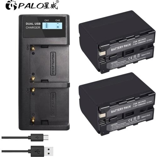 100% original FOR sony NP F970 NP-F960 Power Indicator Battery Batterie +Ultra Fast LCD Dual Charger for NP F970 F960 F550 F570