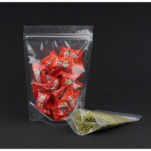 12*20cm 100pcs/lot Stand up highly transparent ziplock bag, reopenable food storage bags-dry flower tea pouch