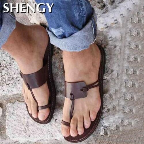 2020 Retro Sandals Mens Summer Beach Casual Shoes Neutral Gladiator Flat Sandals Outdoor Ladies Slippers Open Toe Large Size 48