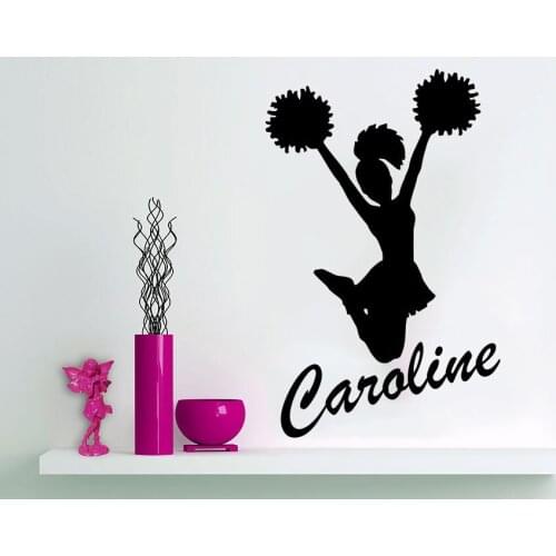 Removable Personalized Girl Name Cheerleader Sticker Dance Custom name Kidsa baby Art Home Decor Sticker DIY Wall Decal