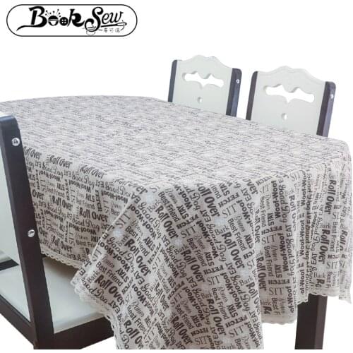 Booksew Thick Table Cloth Texts Design Linen With Lace Tablecloth Rectangular Square Dining Table Cover For Home Party Kitchen