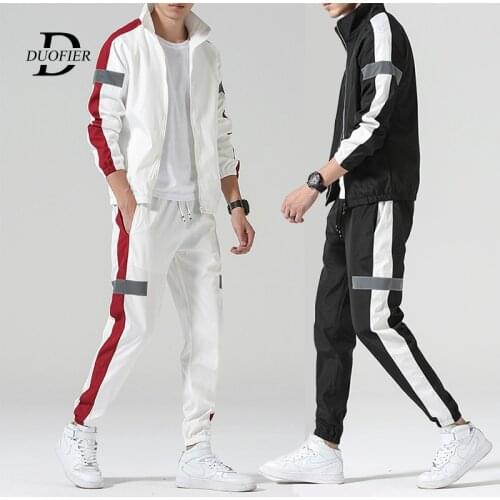New Men Fashion Zipper Long Sleeve Jacket Pants Set Male Tracksuit Sport Suit 2020 Mens Gyms Set Casual Streetwear Man Clothing