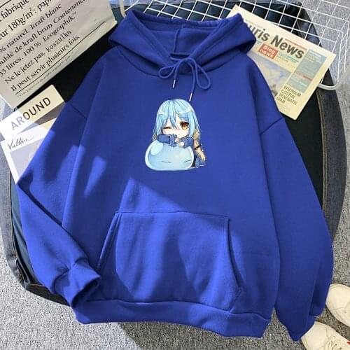 Anime That Time I Got Reincarnated as a Slime Hoodies Plus Size Fleece Hoodie Womens Winter Rimuru Tempest Chibi Swearshirts