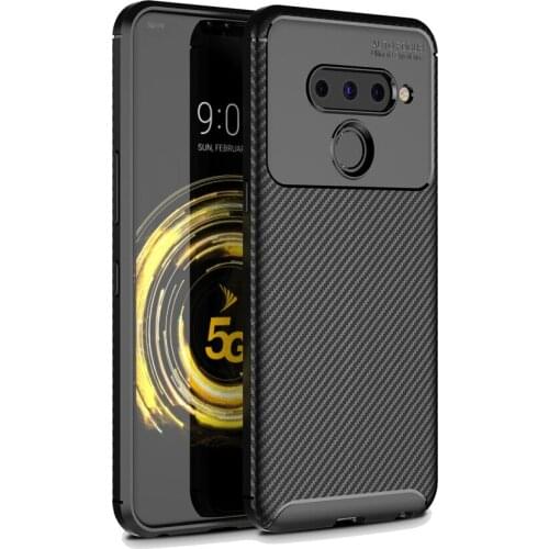 Slim Cover TPU Non-Slip Thin Protective Cover - Shockproof Bumper Drop Protection Carbon Fiber Case For LG V60/LG V50/LG V40