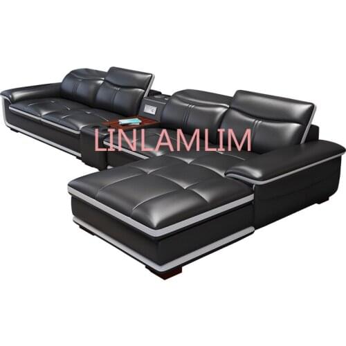 Living Room Sofa storage corner real genuine leather sofas salon couch puff asiento muebles de sala speaker L shape sofa cama