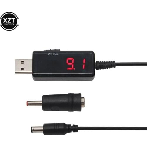 USB To DC Boost Converter Cable 5V to 9V 12V Adjustable Voltage Volt Led Display Transformer DC Power Regulator with Switch Cord