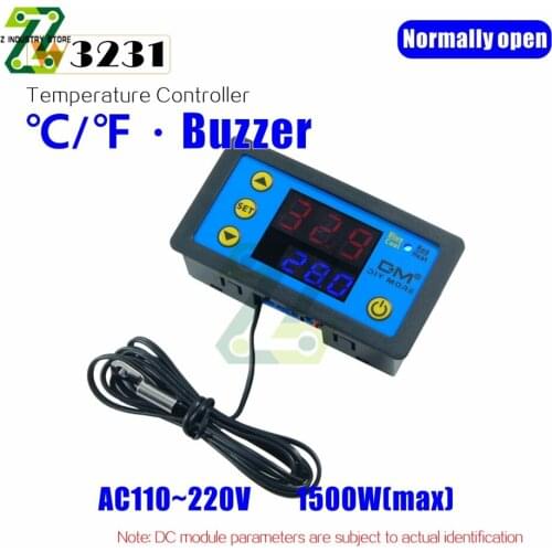 W3231 AC 110-220V DC 12V 24V Thermostat Temperature Controller Regulator With Cooling/Heating Digital Display Replace W3230